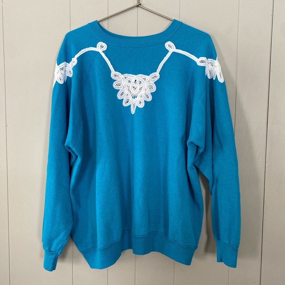 vintage 80s doily lace sweatshirt